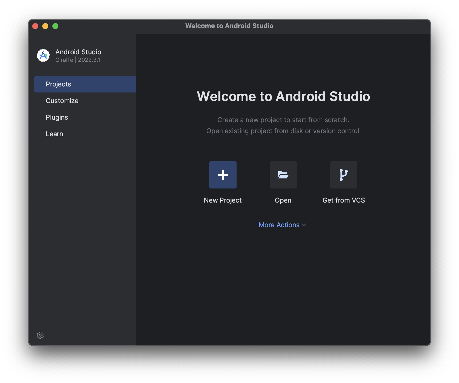Android Studio First Panel